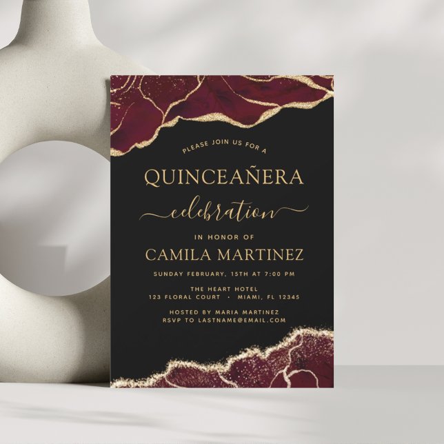 Lámina Agate de presupuesto Borgoña Quinceañera Gold 15 (Subido por el creador)