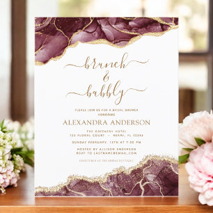 Lámina Agate de presupuesto Burgundy Gold Brunch & Bubbly