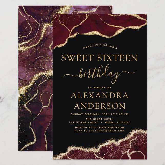 Lámina Agate de presupuesto dulce 16 cumpleaños oro de Bo (Anverso / Reverso)