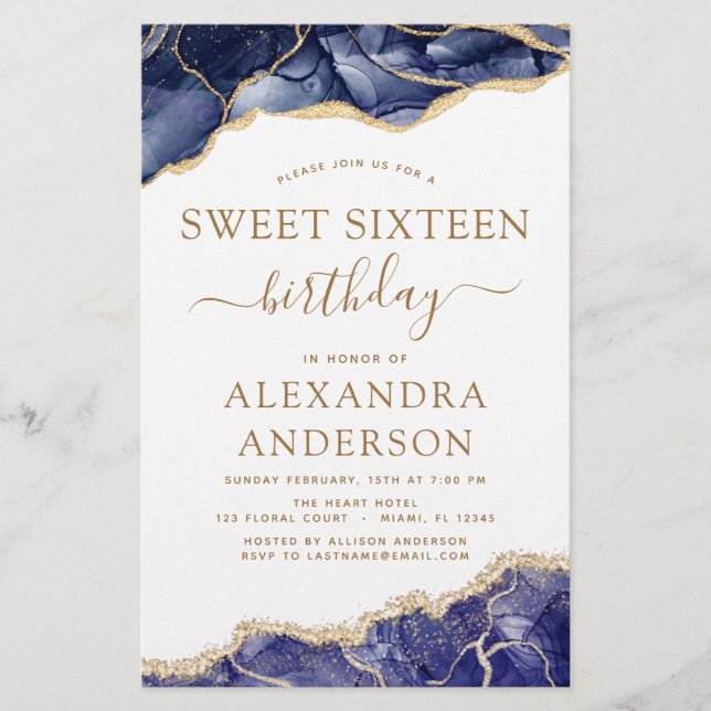 Lámina Agate de presupuesto dulce 16 oro azul de la marin (Anverso)