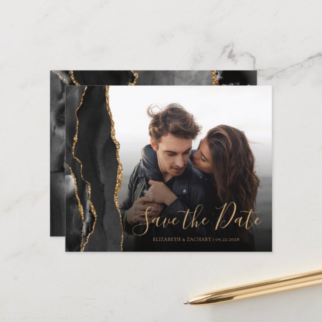 Lámina Agate de presupuesto Geode Black Gold Photo Save t (Anverso/Reverso In Situ)