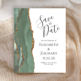 Lámina Agate de presupuesto Sage Green Gold Save the Date