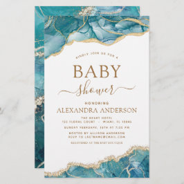 Lámina Agate de presupuesto Turquoise Baby Shower Gold Ve