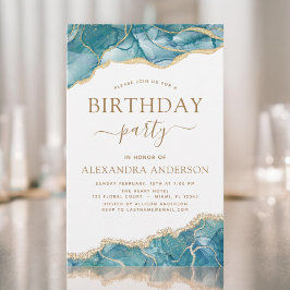 Lámina Agate de presupuesto Turquoise Birday Party Gold