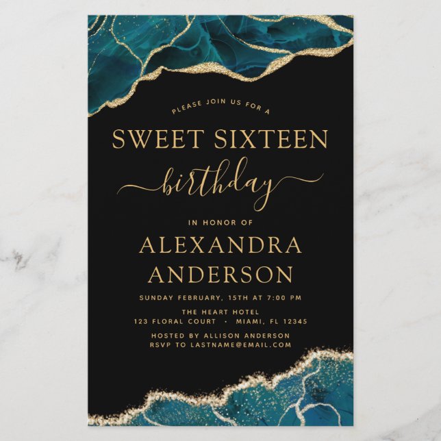 Lámina Agate presupuestal Turquoise Sweet 16 Oro Verde az (Anverso)