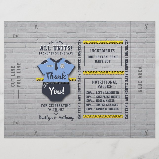 Lámina Agente de policía Baby Shower DIY Candy Bar Wraper (Anverso)