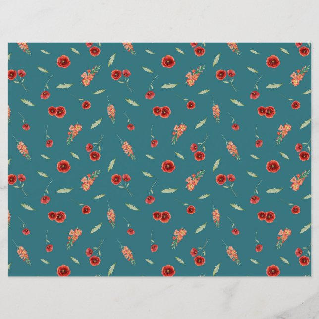 Lámina Agosto Flores de Nacimiento Poppy Gladiolus Papel (Anverso)