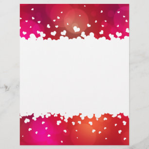 Lámina Agradable Flying Hearts Border Letterhead Statione
