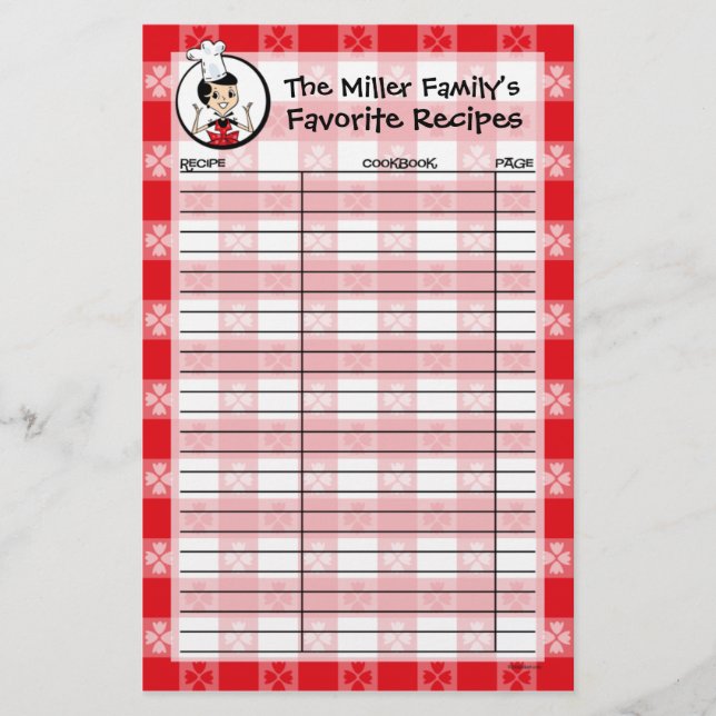 Lámina Ahorrador de recetas de Personalizado de cocina ca (Anverso)