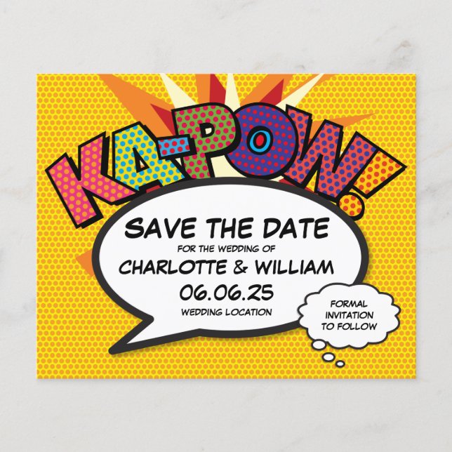 Lámina Ahorre Guardar la Fecha Cómic KA-POW Diversión (Anverso)