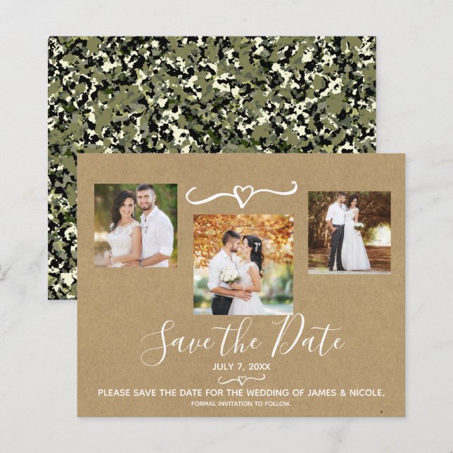 Lámina Ahorre la Fecha de Kraft Camuflaje Verde Rústico p (Anverso / Reverso)