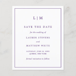 Lámina Ahorro de boda simple morado Save the Date