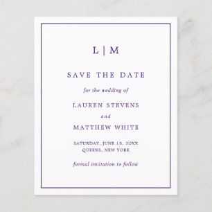 Lámina Ahorro de boda simple morado Save the Date