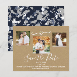 Lámina Ahorro de Fecha de Foto Kraft Camuflaje Azul Gris