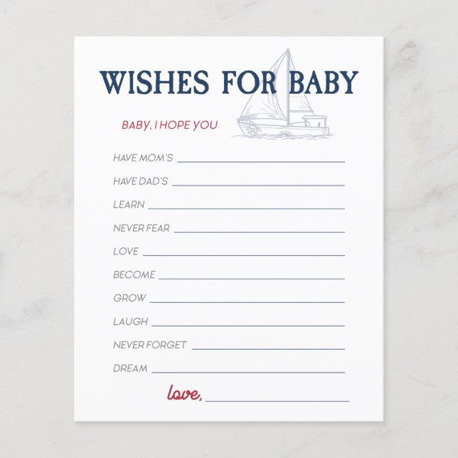 Lámina Ahoy: Deseos de ducha náutica para el bebé (Anverso)