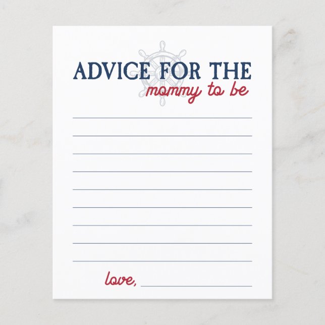 Lámina Ahoy es un consejo de ducha náutica para nueva mam (Anverso)