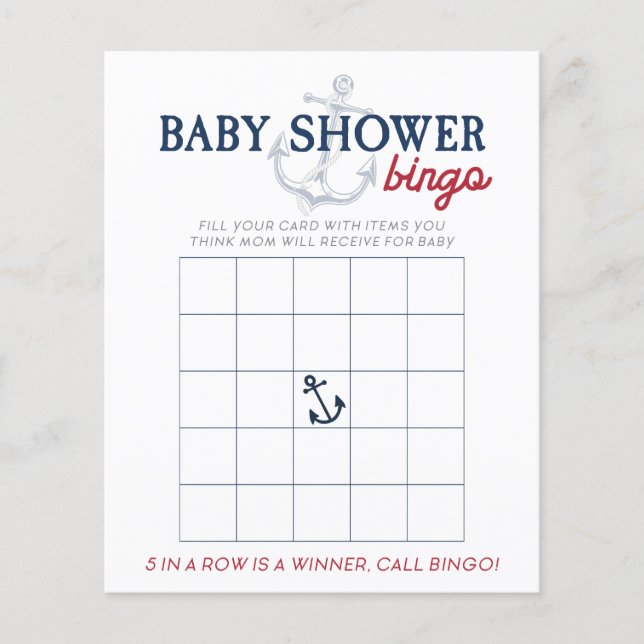 Lámina Ahoy es un juego de Bingo de Baby Shower Nautical (Anverso)