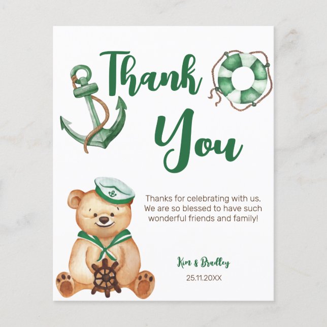 Lámina Ahoy es un niño oso de peluche ducha bebé gracias (Anverso)