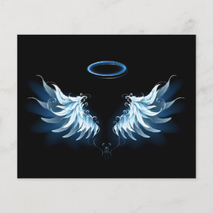 Lámina Alas del Ángel Azul brillante sobre fondo negro
