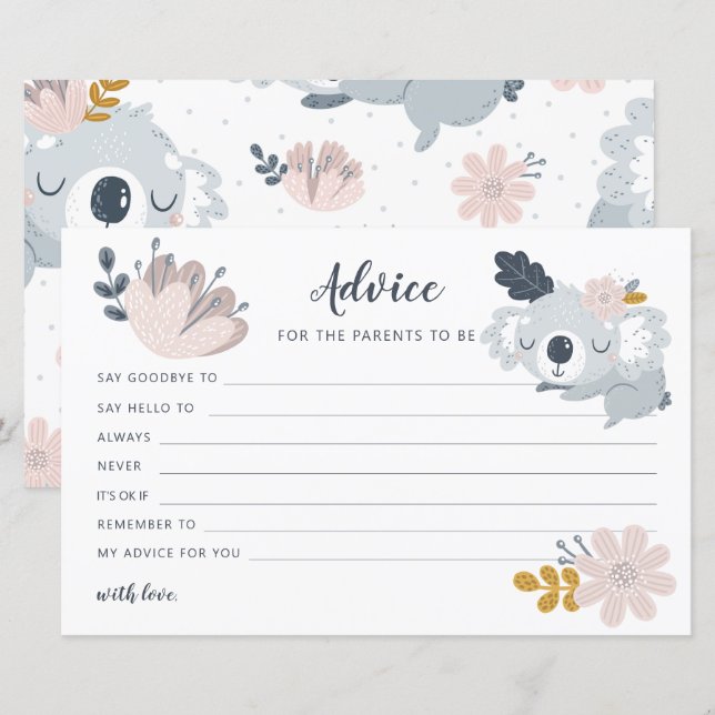 Lámina Alegría de flores de Koala para los padres (Anverso / Reverso)