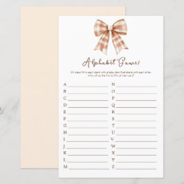 Lámina Alfabeto Baby Shower Chica de arco rosado
