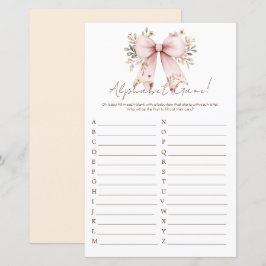 Lámina Alfabeto Baby Shower Chica Floral Bow rosa