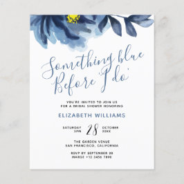 Lámina Algo Floral Azul Invitación a la ducha de novia