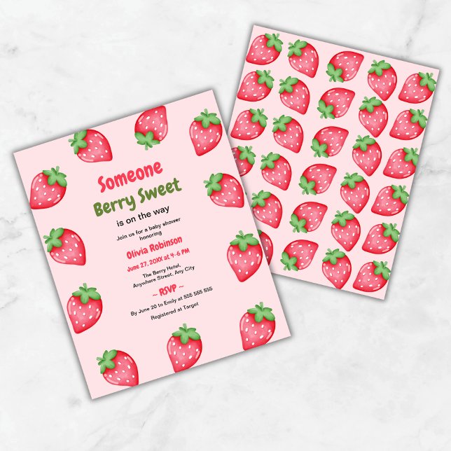 Lámina Alguien Berry Sweet Strawberry Baby Shower Invite (Budget Someone Berry Sweet is on the Way Strawberry Baby Shower Invitation )