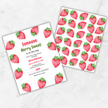 Alguien Berry Sweet Strawberry Baby Shower Invite