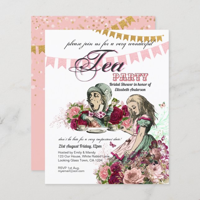 Lámina Alice In Wonderland Tea Party Invitación A CUALQUI (Anverso / Reverso)