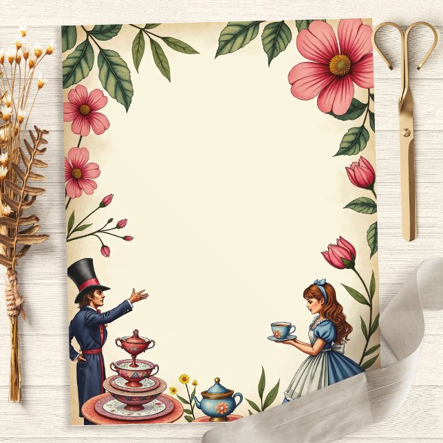 Lámina Alice Mad Hatter Tea Fiesta Scrapbook Paper (Subido por el creador)