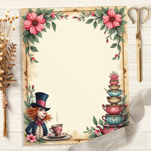 Lámina Alice Mad Hatter Teacup Stack Scrapbook Paper (Subido por el creador)