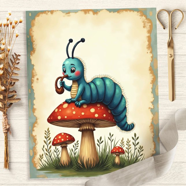 Lámina Alice Oruga en Papel de Scrapbook de Champiñón (Subido por el creador)