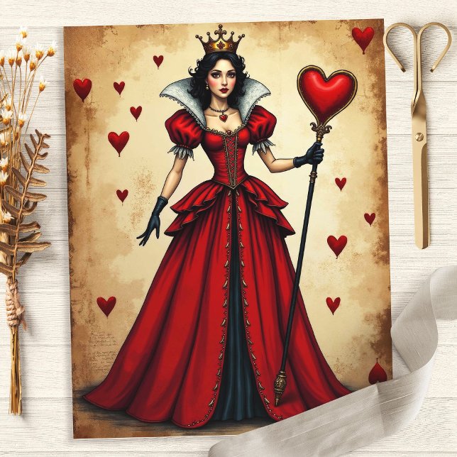 Lámina Alice Queen of Hearts Hearts Scrapbook Paper (Subido por el creador)
