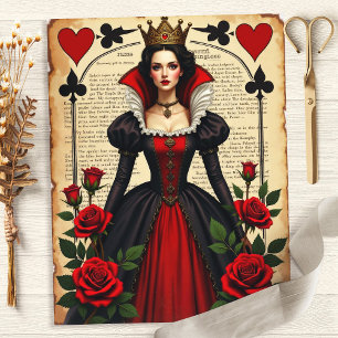 Lámina Alice Queen of Hearts Red Roses Scrapbook Paper
