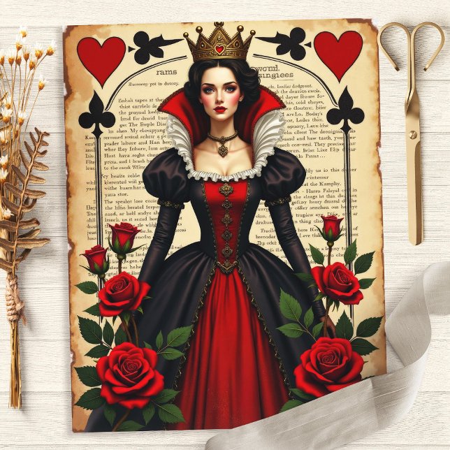 Lámina Alice Queen of Hearts Red Roses Scrapbook Paper (Subido por el creador)
