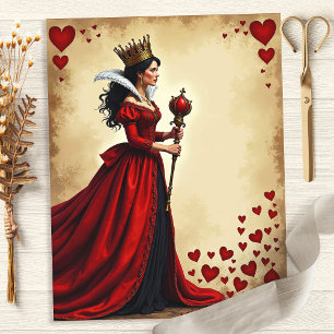 Lámina Alice Queen of Hearts Red Scepter Scrapbook Paper