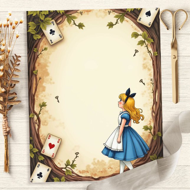 Lámina Alice Wonderland Keys and Cards Scrapbook Paper (Subido por el creador)