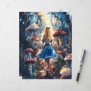 Lámina Alicia acuarela en papel de cuaderno de maravillas