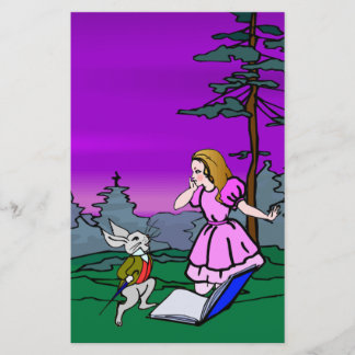 Lámina Alicia y Conejo En El Bosque De Las Maravillas