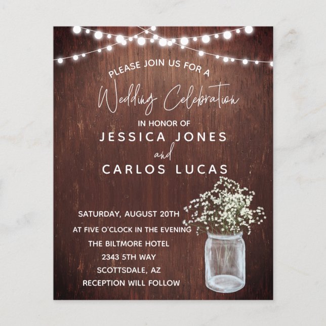 Lámina Aliento de bebé de madera Gypsophila en tarro de M (Anverso)