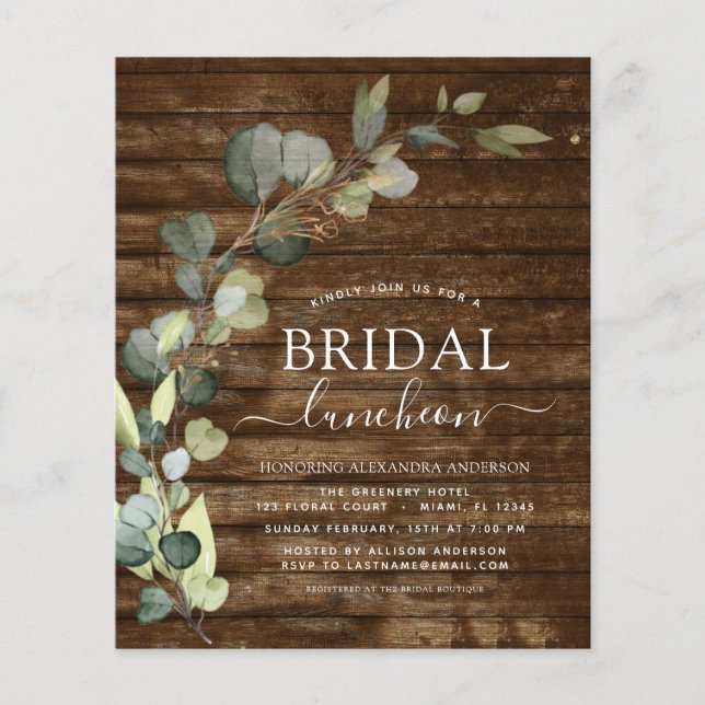 Lámina Almuerzo de Despedida de Soltera con Verde de Euca (Anverso)