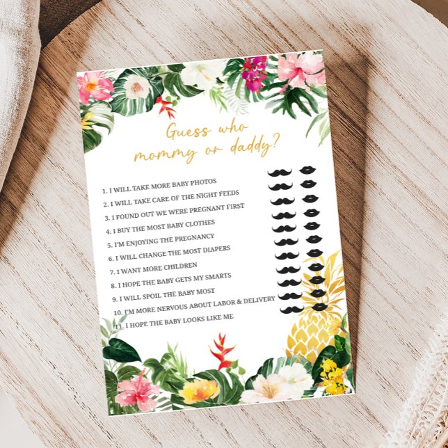 Lámina Aloha Baby Pineapple Baby Shower Guess Who Game (Aloha Baby Shower Game)