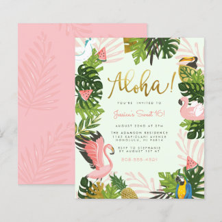 Lámina Aloha Hawaii Tropical Gold con presupuesto verde