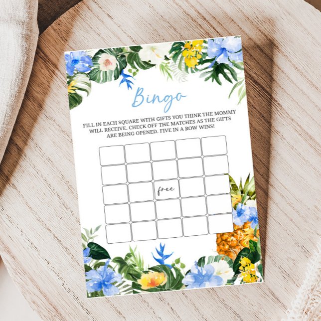 Lámina Aloha Pineapple Baby Shower Bingo Game (Aloha Baby Baby Shower Game)