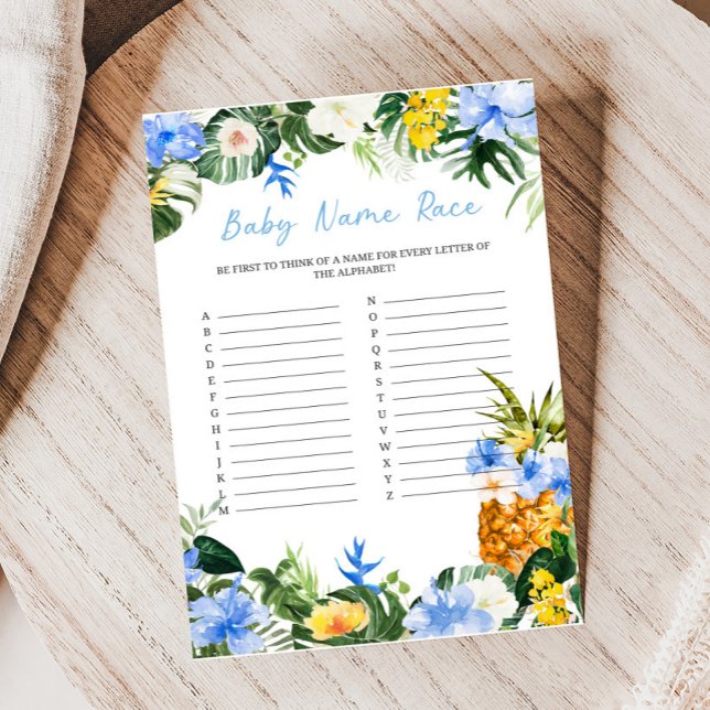 Lámina Aloha Pineapple Baby Shower Name Race Game (Aloha Baby Baby Shower Game)