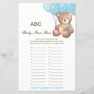 Lámina Alphabet Baby Item Baby Shower Game IMPRESIONADO