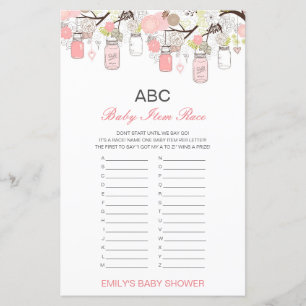 Lámina Alphabet Baby Item Baby Shower Game IMPRESIONADO