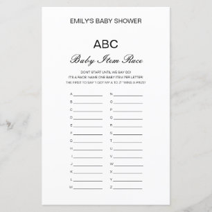 Lámina Alphabet Baby Item Baby Shower Game IMPRESIONADO