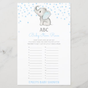 Lámina Alphabet Baby Item Baby Shower Game IMPRESIONADO